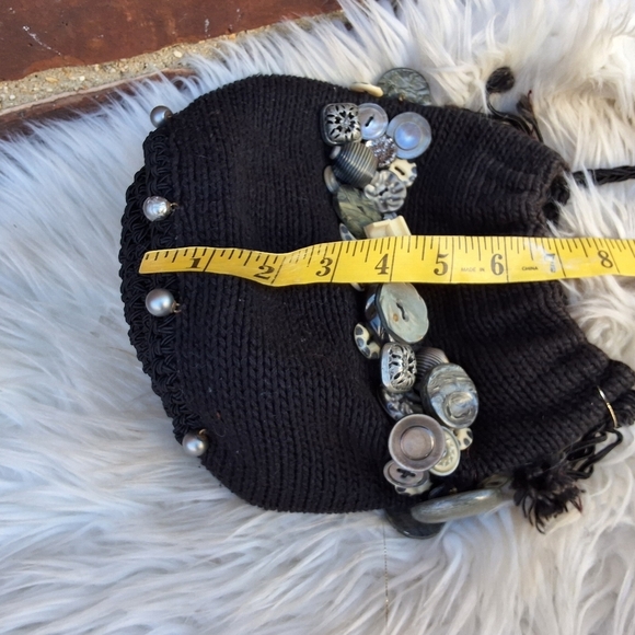 Carol Kurtz OOAK vintage button drawstring cricket bag - Picture 6 of 13
